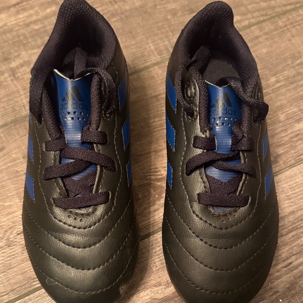 Adidas Kids Black Soccer Cleats with Blue Accents
